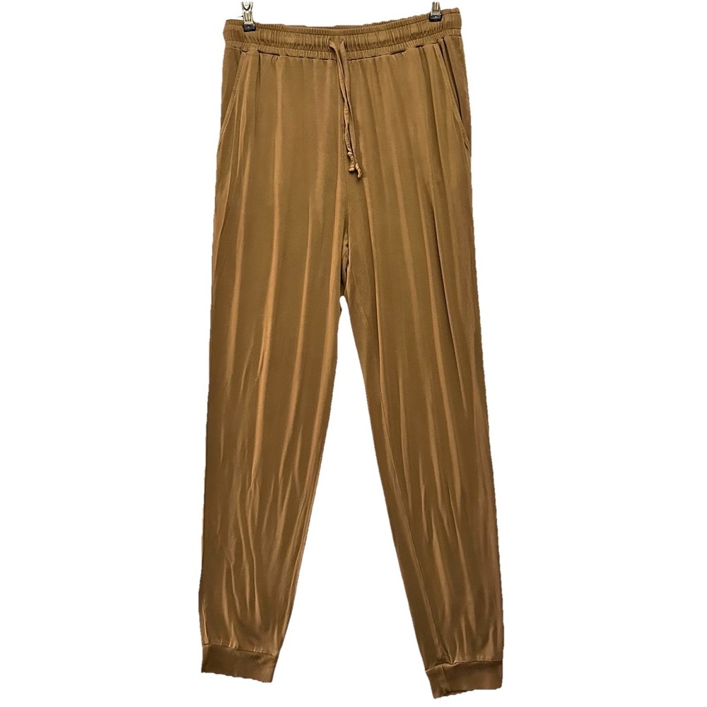Nuuds‎ Women's Small S Jogger Pajama Pants Chocolate Brown Elastic Waist Pockets